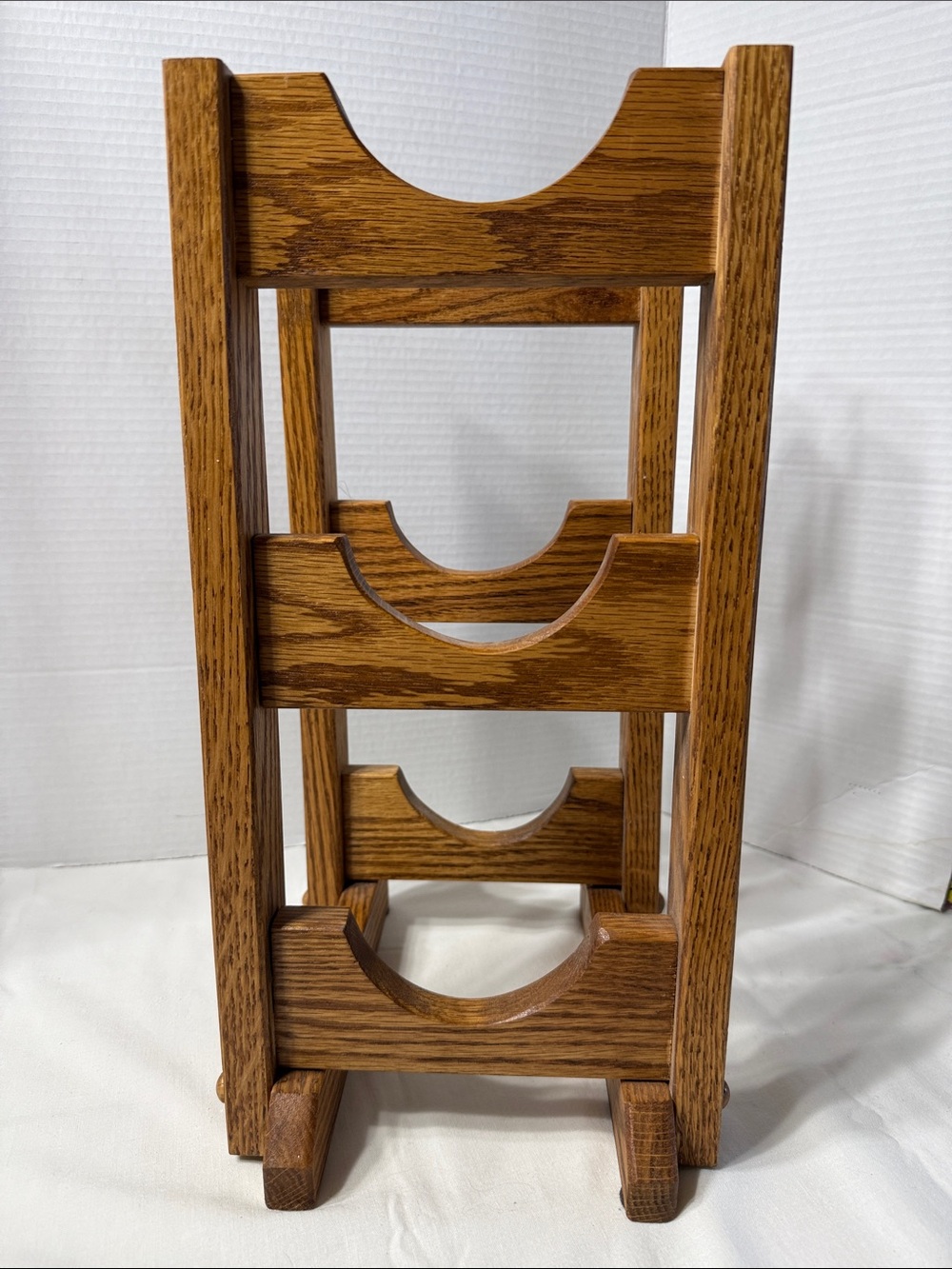 Artisan Crafted Solid Oak 3 Bottle Wine Holder Stand or Bath Towel Rack - Brown